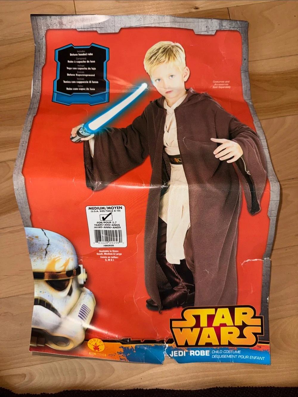 RUBIES rare official Star Wars Brown & Cream Kids Jedi Robe Costume M